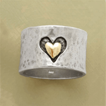 Retro Dual-Tone Silvery Heart Ring