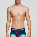 2 Pack Men's Cotton Sport Trunks with U-Pouch & Color-Block Design