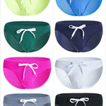 Mens U Convex Pouch Drawstring Solid Swimming Briefs