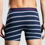 Men's Cotton Striped Boxer Brifs Fly Front with Pouch