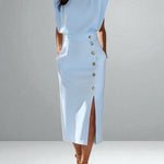 Olena | Elegant Button Midi Dress