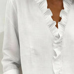 Susan | Blouse with Ruffles, V-Neck and Long Sleeves