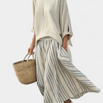 Brittney | Comfortable Loose Blouse & Striped Midi Skirt