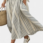 Brittney | Comfortable Loose Blouse & Striped Midi Skirt
