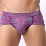 4 Pack Men's Striped U-convex Pouch Briefs