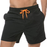 Men Shinny Plain Waterproof Swim Trunks