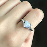 Sleek Silver Heart Moonstone Ring