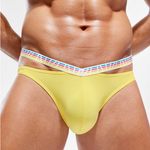 3 Pack Men's Sexy Color-Block Hollow Out Underwear Bikini