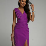 Hattie | Elegant V-Neck Slit Dress