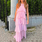 Adriana | Halterneck Ruffle Maxi Dress