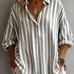 Jayda | Loose Striped Blouse with Collar