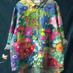 Jasimne | Women's Vintage Lovely Floral Art Print Casual  Shirt