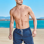 Men’s Striped Print Drawstring Board Shorts