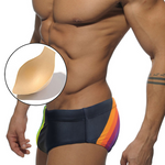 Men’s Rainbow Stripes Swim Briefs with Removable Pad