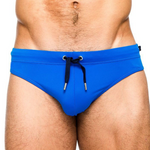 Men's Solid Swimming Briefs Drawstring Bikini