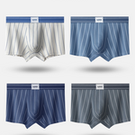 3 Pack Men's Striped Cotton Blend Trunks