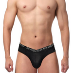 2 Pack Men's Sexy V-shape Waistband Mesh Bikinis