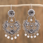 Retro Floral Bird Tassel Earrings
