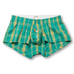Men's Classic Plaid Cotton Trunks With Button Fly
