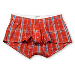 Men's Classic Plaid Cotton Trunks With Button Fly