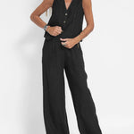 Cristina | Buttoned Vest and Wide-Leg Pants Set