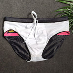 Mens Quick-drying Stripes Swim Briefs