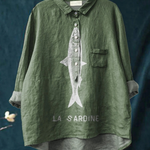 Terra | Sardine Fish Graphic Printed Women's Casual Shirt