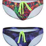 Men’s Sexy Low-rise Print Briefs With Drawstring