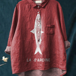 Terra | Sardine Fish Graphic Printed Women's Casual Shirt