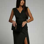 Hattie | Elegant V-Neck Slit Dress