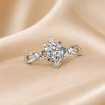 White Gold Round Zirconia Twist Ring