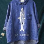Terra | Sardine Fish Graphic Printed Women's Casual Shirt