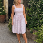Leneva | Square Neck Floral Print Knee Length Dress