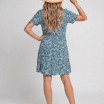 Meraki | Short Sleeve Tropical Print Knee Length Dress