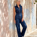 Quinn | Zip-Front Denim Wide-Leg Jumpsuit