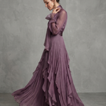 Demetria | Tie Neck Ruffle Tiered Maxi Dress