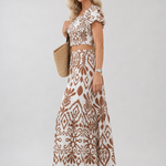 Numan | Short Flutter Sleeve Flared Skirt Midi Dress