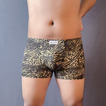 4 Pack Men's Leopard Print Mid-Rise Breathable Antibacterial Trunks