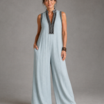 Naomi | Embroidered V-Neck Wide-Leg Jumpsuit