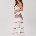 Silon | Spaghetti Strap Embroidered Detail Midi Dress