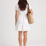 Elarka | Short Flutter Sleeve Eyelet Detail Mini Dress
