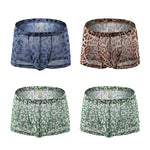 4 Pack Leopard Print See-through Mesh Trunks