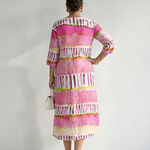 Penelope | Easy Flow Patterned Stripe Midi Dress