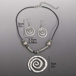 Silver Spiral Design Necklace and Earring Set
