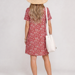 Somene | Short Sleeve Geometric Print Knee Length Dress