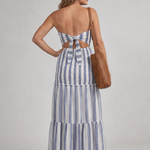 Azaria | Strapless Tiered Stripe Skirt Midi Dress