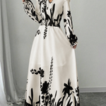MOREN™ - Elegant Long Sleeve Floral Print A-Line Dress