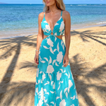 Azulina | Spaghetti Strap Cutout Waist Maxi Dress