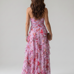 Avery | Halter Ruched Floral Maxi Dress