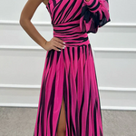 Leslie | Elegant Striped Maxi Dress with One Shoulder
